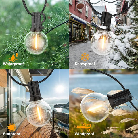 100 Ft G40 LED Outdoor String Lights With Shatterproof Bulbs, Waterproof Dimmable And Connectable in various climates