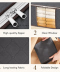 Details of Six Pack Clothes Storage Bags Foldable Storage Bins With Reinforced Handles And Clear Window Heavy Duty Fabric Closet Organizer.