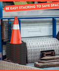 4 Pack 18 Inch Traffic Safety Cones with Heavy Duty Black Weighted Base, Orange PVC Cones with Reflective Collar stacked