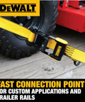 Heavy Duty Ratchet Straps 1.5 By 16 Feet With 5000 Pound Rating 2 Pack Cargo Tie Downs attached to a trailer with ergonomic handle.
