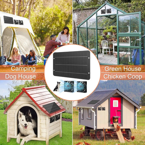 Solar Powered Fan Kit 12.6 Inch IPX7 Weatherproof With 15W Solar Panel And Dual Waterproof Fans for outdoor structures