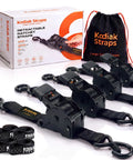 Heavy Duty Retractable Ratchet Straps 2 Inch by 10 Foot 3000 Lb Tie Down Kit for Truck Trailer Motorcycle and ATV with Slick Black Finish and Packaging