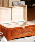 Wooden chest opened with Marine Grade Stainless Steel Piano Hinge 14 Inch By 2 Inch With High Polish Finish shown inside