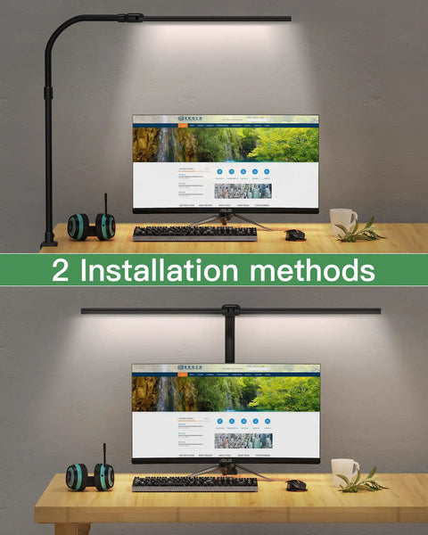 Game-Changing Double Head Desk Lamp With Clamp, 24W LED Engine Delivers 1200 Lumens Of Bright, Eye Caring Light For Home Office