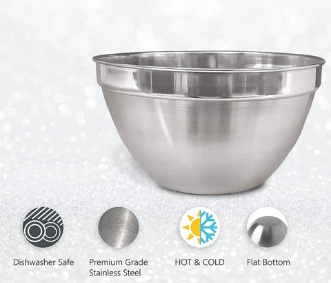 V Shaped Stainless Steel Mixing Bowl, 3 Quart Capacity, Deep Bowl Design To Cut Splatter, Polished Finish, Ideal For Prep Work