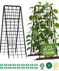 Heavy Duty 2 Pack Adjustable A Frame Trellis For Climbing Plants Outdoor Tough As Nails Rust Proof Metal Garden Trellis Dense Grid For Raised Beds Ideal For Cucumbers Tomatoes Beans Peas And More 50 By 17 Inches with gloves and accessories