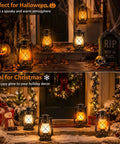 Halloween and Christmas decor with Waterproof Hanging Lanterns With Lit Dancing Flame LED Lights for patio and yard.