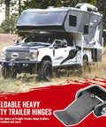 Heavy Duty Weld On Trailer Hinges Greaseable For Dump Truck Beds And Horse Trailers, featuring black steel construction and a rugged design.