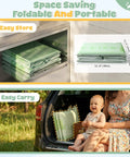 No Sweat Portable Folding Toddler Bathtub Equipped With Reliable Temperature Indicator Sticker And Swift Side Drain Valve For Effortless Rinsing And Compact Home Use, stored folded in a car trunk.