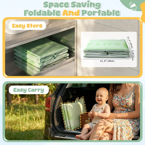No Sweat Portable Folding Toddler Bathtub Equipped With Reliable Temperature Indicator Sticker And Swift Side Drain Valve For Effortless Rinsing And Compact Home Use, stored folded in a car trunk.