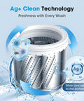 Silver ion drum of Fully Automatic Portable Washing Machine With 20 Pound Capacity And Ten Custom Wash Programs, Compact Apartment Laundry Station.