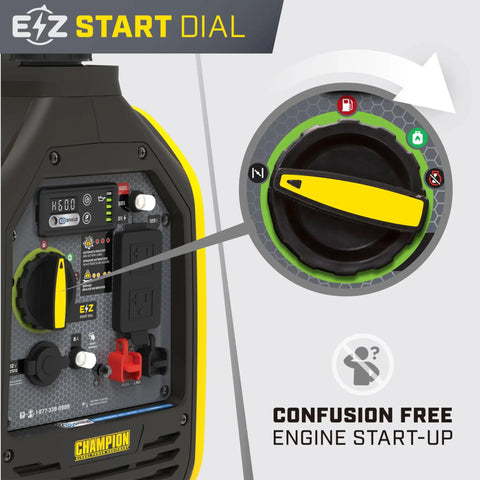 EZ Start dial on 2500 Watt Dual Fuel Portable Inverter Generator With Quiet Technology And CO Shield Gas Or Propane Powered