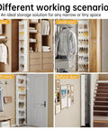 Image showcasing 6 Tier Slim Shoe Storage Rack For Small Spaces Space Saver Narrow Shoes Organizer Hidden Closet Shelf Behind Door Entryway White Tall Wall Mount Keeps Boots And Sneakers Neatly Stored And Ready To Wear in various home settings.