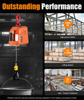Heavy Duty Electric Hoist Winch With Wired Remote 1100 Lbs, showcasing high-power motor and hook setup.