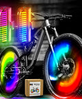 Rechargeable Bike Wheel Lights 2 Pack Weatherproof Spoke Lights For All Wheel Sizes Seven Color Changing With Motion Sensor Auto On Off