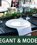 Dining table set with black flatware set for 4 with steak knives, 24-piece stainless steel cutlery, sleek modern tableware setup