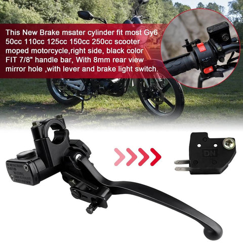 Left Hand Hydraulic Brake Master Cylinder Lever Pump for ATV Dirt Bike Quad and Moped fits 50cc to 250cc GY6 engines