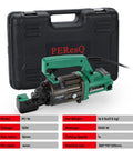 PeresQ 1000W Portable Electric Hydraulic Rebar Cutter, 16.5 lb corded trimmer displayed with carrying case for construction projects.