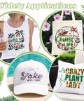 Dope Tropical Leaves Heat Transfer Vinyl Set With 10 Sheets 10x12 Inches Multicolor Pineapple Hawaiian Floral Pattern HTV on shirt, bag, cap, and pillow.