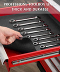 Non Slip Grippy Foam Toolbox Liner And Drawer Mat Stay Put Cut To Fit Easy Trim Cabinet Liner for tools, shown in drawer.