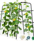 U Shaped Metal Garden Trellis For Climbing Cucumbers And Vines, 47 Inch High And 47 Inch Wide Raised Bed Support With Nylon Netting