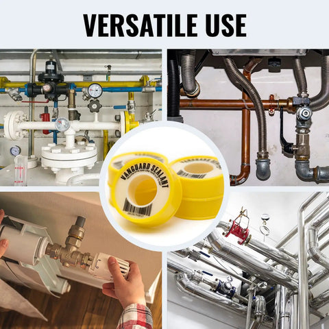 Heavy Duty Gas Pipe Thread Seal Tape PTFE Yellow Teflon Tape for Gas Fittings 260 Inch Length Half Inch Size in various installations