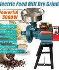 Beast 3000W Electric Grain Grinder with large funnel and red-green motor for wet and dry milling of cereals and coffee beans