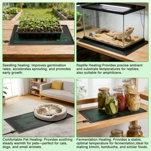 Waterproof Seedling Heat Mat 10x20.75 Inches Four Pack Durable Plant Heat Mats For Germination Indoor Gardening And Greenhouse Use UL And MET Certified Keeps Soils Warm And Boosts Sprouting