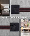 Six Pack Leather Wrapped Interior Door Handles With Keyless Privacy Lock Matte Black Lever Set for bedroom and bathroom doors