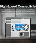 Back view of Heavy Duty Eight Bay Network Attached Storage with high-speed 2.5GbE and 10GbE ports for network connectivity.