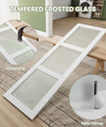 Sliding Closet Door 112x80 Inches Bypass Frosted Glass 3 Lite With Hardware Kit Included Preassembled MDF With PVC Panels