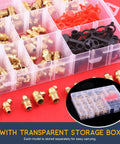 Hydraulic Zerk Fittings Kit With Caps, 156 Pcs SAE And Metric Grease Fittings in storage box, brass construction