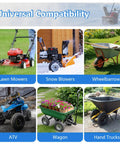Collage of equipment: lawn mower, snow blower, wheelbarrow, ATV, wagon, hand truck showing Heavy Duty Inner Tube compatibility