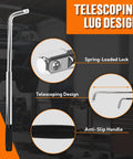 Telescoping Lug Wrench Kit With 1/2 Drive And Dual End Sockets 17/19mm And 21/23mm, Heavy Duty Chrome Vanadium Construction