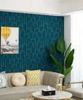 Dope Blue Gold Geometric Peel And Stick Wallpaper Roll Removable Self Adhesive Contact Paper For Walls Counters Cabinets