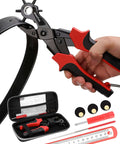 Heavy Duty Leather Hole Punch Set With Rotary Puncher Multi Size Belt Hole Maker Kit Includes Spare Plates And Storage Case