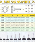 Top Shelf M4 M6 M8 Star Knob Assortment With 304 Stainless Steel Hex Nuts And Washers Easy Grip Hand Tightening Screws size and quantity table