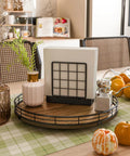 Kick Your Kitchen Clutter To The Curb With This Smooth Spinning Acacia Wood Lazy Susan Turntable Organizer And Round Wooden Tray For Condiments Spices And Bathroom Vanity Decked Out In Farmhouse Vibes, displaying napkins, a vase, and fruits.