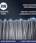 One Eighth Inch T316 Stainless Steel Cable 1000 Ft Outdoor Deck Railing Wire With Cutter 7x7 Strand Construction Rustproof