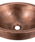 Hand Hammered 17-Inch Oval Skirted Drop-In Copper Bathroom Sink for Vanity Countertop Top Mount 18-Gauge Pure Copper Vanity Sink