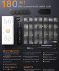 Electric Screwdriver Kit With 181 In 1 Mini Precision Screwdriver Set And 162 Magnetic Bits displayed with tools and accessories