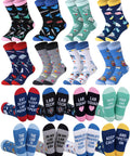 8 Pairs Medical Laboratory Socks For Women And Men, Funny Lab Tech Novelty Crew Dress Socks, Nerdy Scientist Gifts displayed.