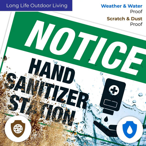 Wall Mounted Hand Sanitizer Station Sign For Offices Lobbies Or Schools Lightweight Polystyrene Frame waterproof notice sign
