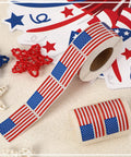 500 Count American Flag Stickers Roll Pack 1.22 X 2 Inches Red White and Blue Patriotic Decals for Memorial Day 4th of July Sports Games