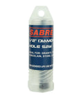 Sabre 1/2-inch diamond hole saw with hex shank, vacuum-brazed, blue-labeled packaging