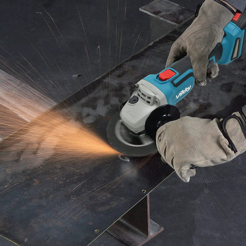 Cordless 20V Angle Grinder That Packs a Punch With 8500 RPM Brushless Motor, 5-Inch 125mm Cutting And Grinding Kit, sparks on metal