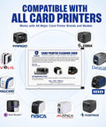 Universal Card Printer Cleaning Kit With Fifty Cr80 Maintenance Cards To Wash Dust Off Transport Rollers And Printheads Keeping Your Thermal Id Imager Running Slick With Zero Sweat And Straight Up Reliable Results Daily - compatible card printers and cleaning card details