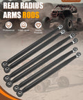 Beefed Up Rear Radius Rods Set Of 6 For 2017 To 2023 Can Am Maverick X3 64 Inch With High Clearance Radius Arms Steel Stability Upgrade Wrinkle Black Powder Coat Bolt On Fit For Turbo R RR Max XDS. Set of six black steel rear radius rods for Can-Am Maverick X3