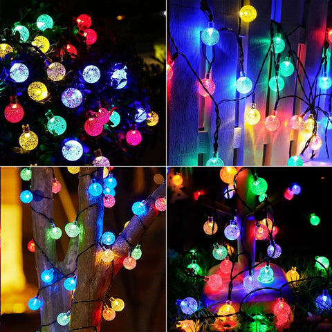Outdoor Solar String Lights With 100 LED Over 40 Feet Of Bright Multi Color Crystal Globe Bulbs, 8 Modes, Waterproof