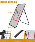 Side view of Adjustable 7x4 Ft Volleyball Rebounder Net for Backyard Training and Multi Sport Practice with angle adjustments.